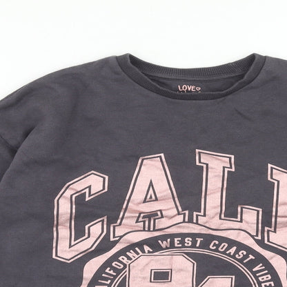F&F Girls Grey Cotton Pullover Sweatshirt Size 7-8 Years Pullover
