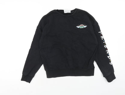 M&Co Girls Black Cotton Pullover Sweatshirt Size 12 Years Pullover - Central Perk