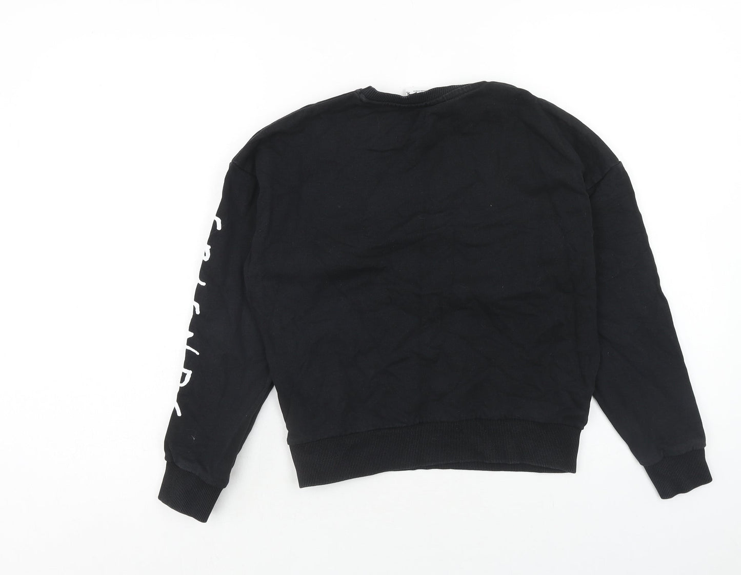 M&Co Girls Black Cotton Pullover Sweatshirt Size 12 Years Pullover - Central Perk