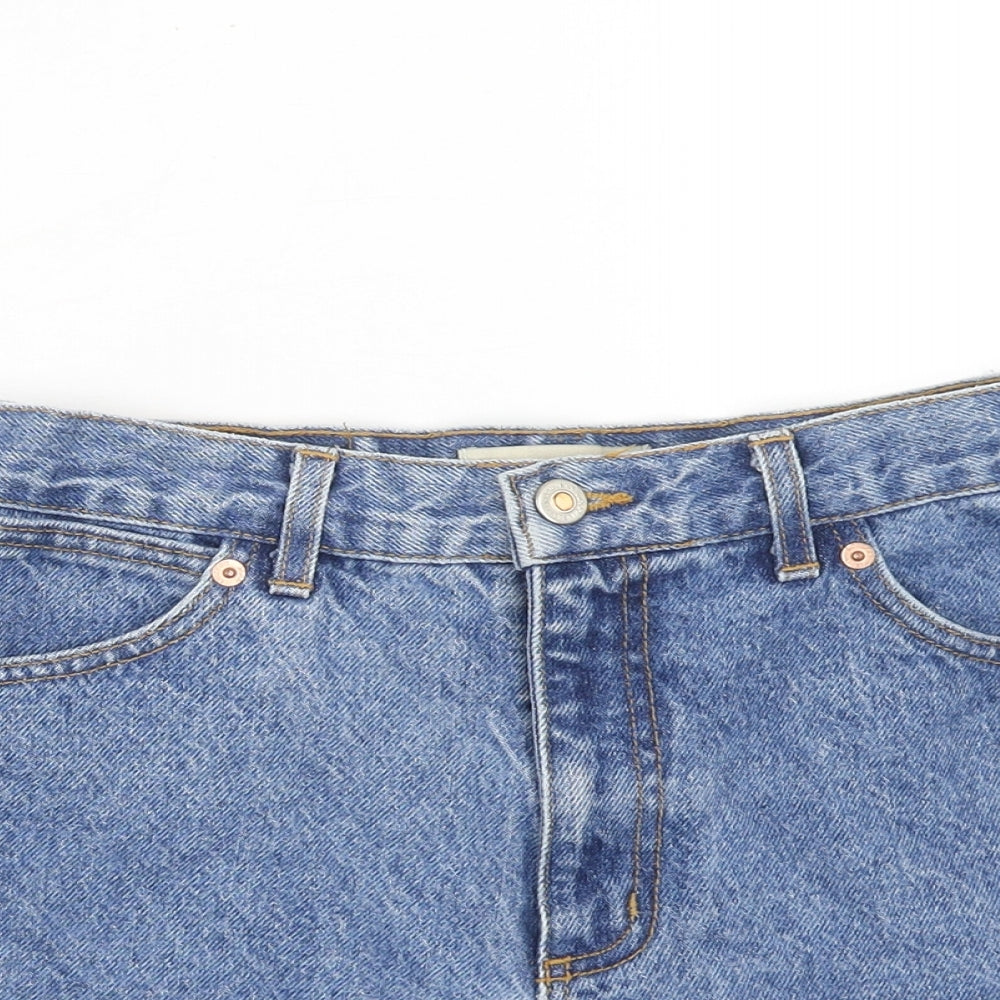 London Jean Womens Blue Cotton Hot Pants Shorts Size 6 Regular Zip
