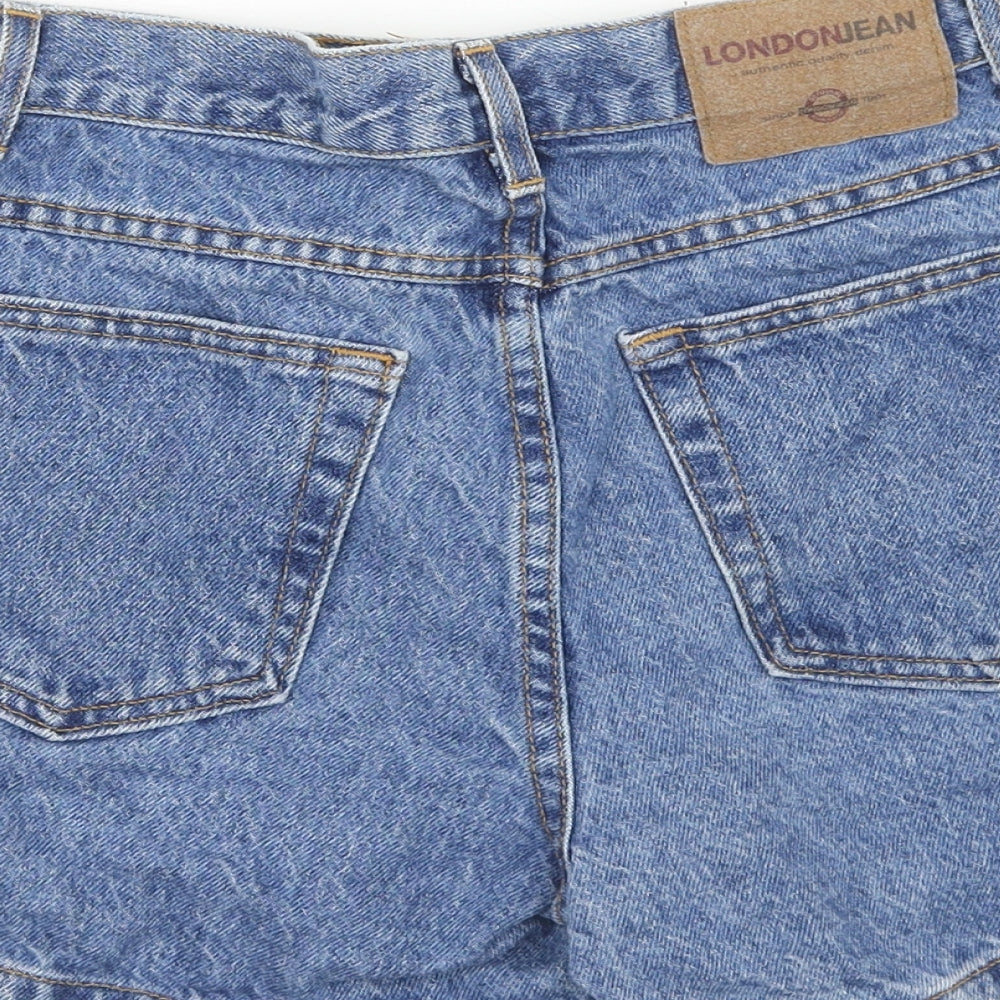 London Jean Womens Blue Cotton Hot Pants Shorts Size 6 Regular Zip