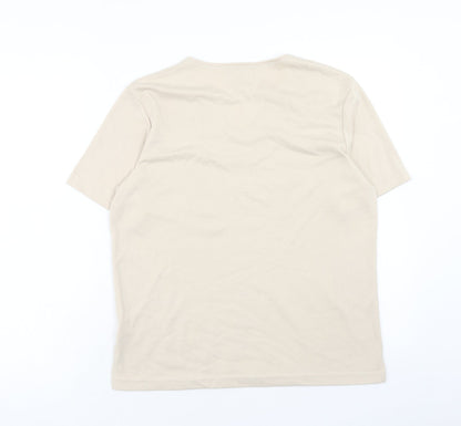 cha cha Womens Beige Polyester Basic T-Shirt Size 16 V-Neck