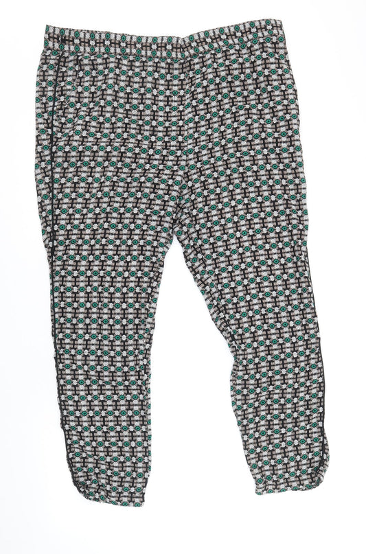 Stradivarius Womens Multicoloured Geometric Polyester Cropped Trousers Size L Regular