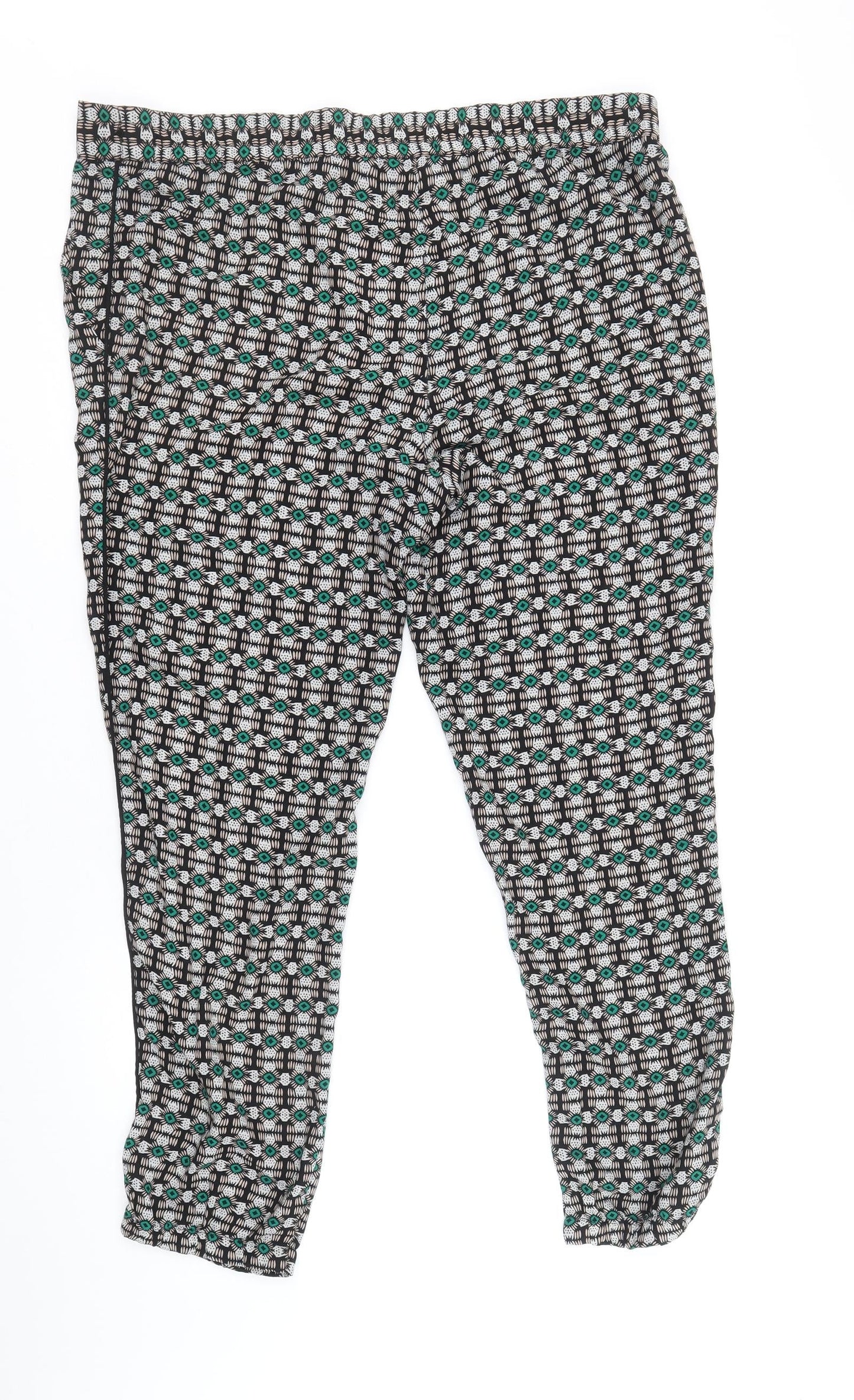 Stradivarius Womens Multicoloured Geometric Polyester Cropped Trousers Size L Regular