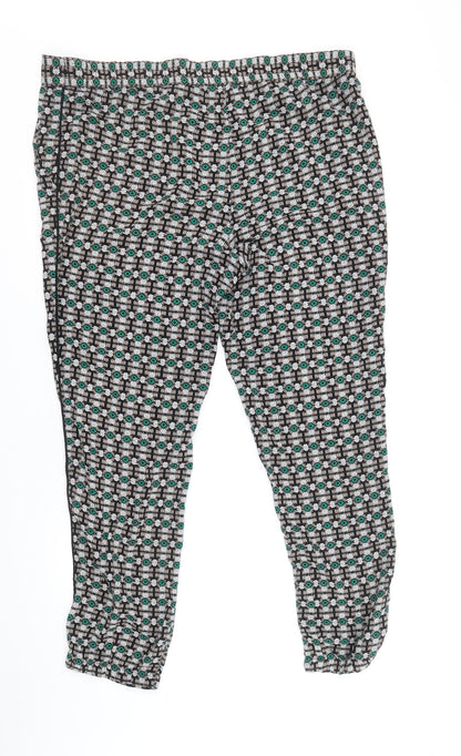 Stradivarius Womens Multicoloured Geometric Polyester Cropped Trousers Size L Regular