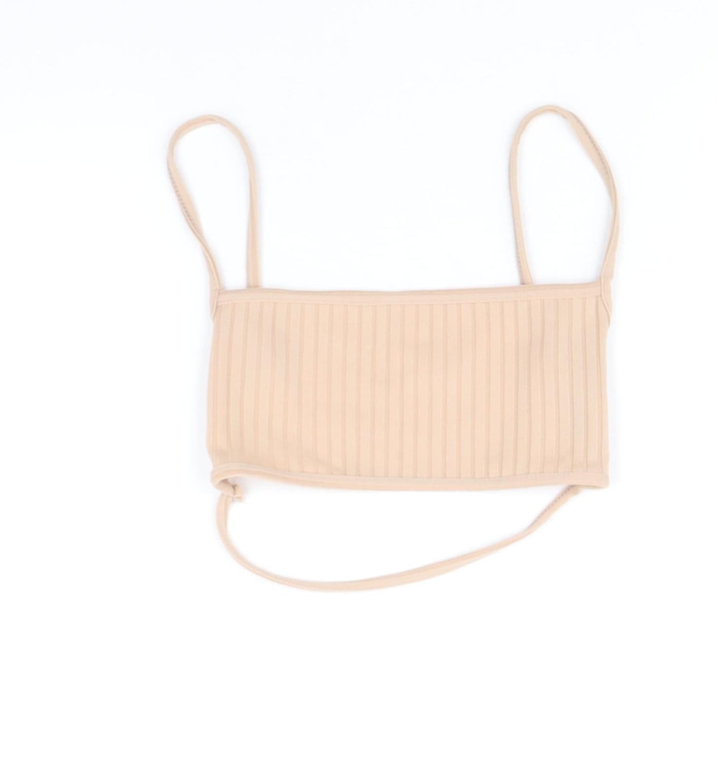 Womens UK Size 4 PRETTYLITTLETHING Beige Cropped Tank