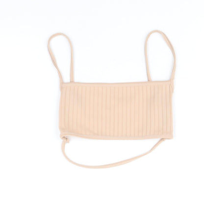 Womens UK Size 4 PRETTYLITTLETHING Beige Cropped Tank