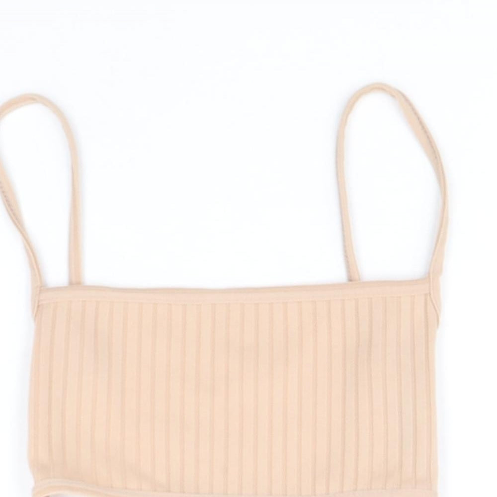 Womens UK Size 4 PRETTYLITTLETHING Beige Cropped Tank