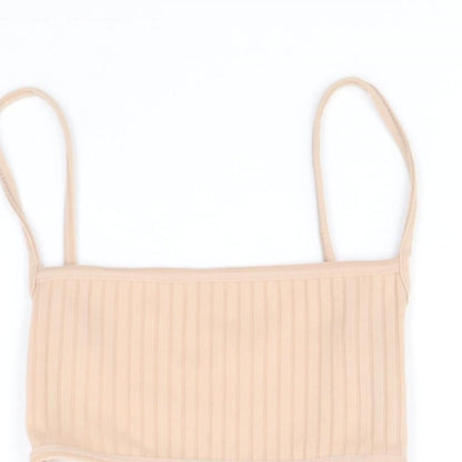 Womens UK Size 4 PRETTYLITTLETHING Beige Cropped Tank