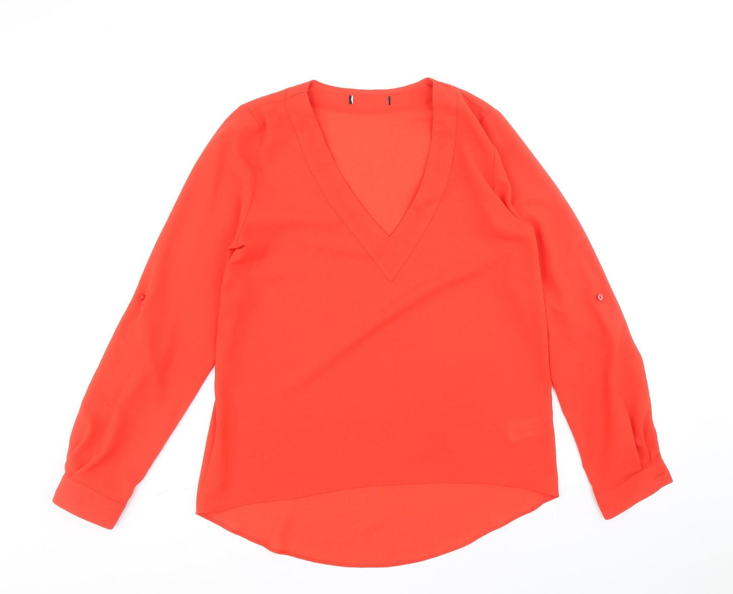 Atmosphere Womens Red Polyester Basic Blouse Size 8 V-Neck