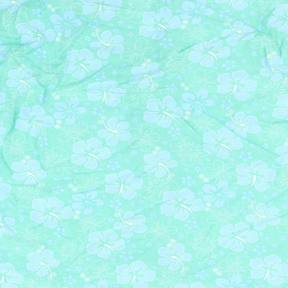 Primark Womens Blue Geometric Viscose Basic Button-Up Size 10 V-Neck