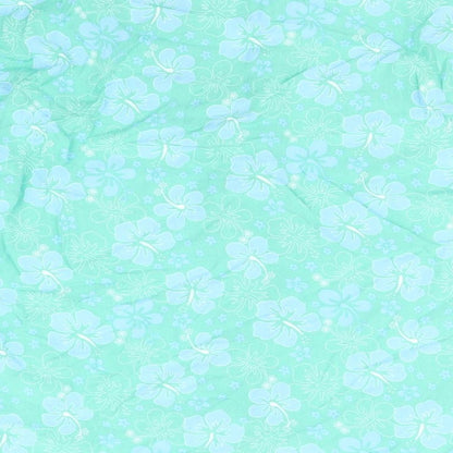 Primark Womens Blue Geometric Viscose Basic Button-Up Size 10 V-Neck