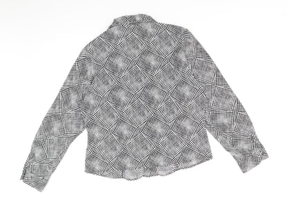 Precis Womens Black Geometric Polyester Basic Button-Up Size 12 Collared