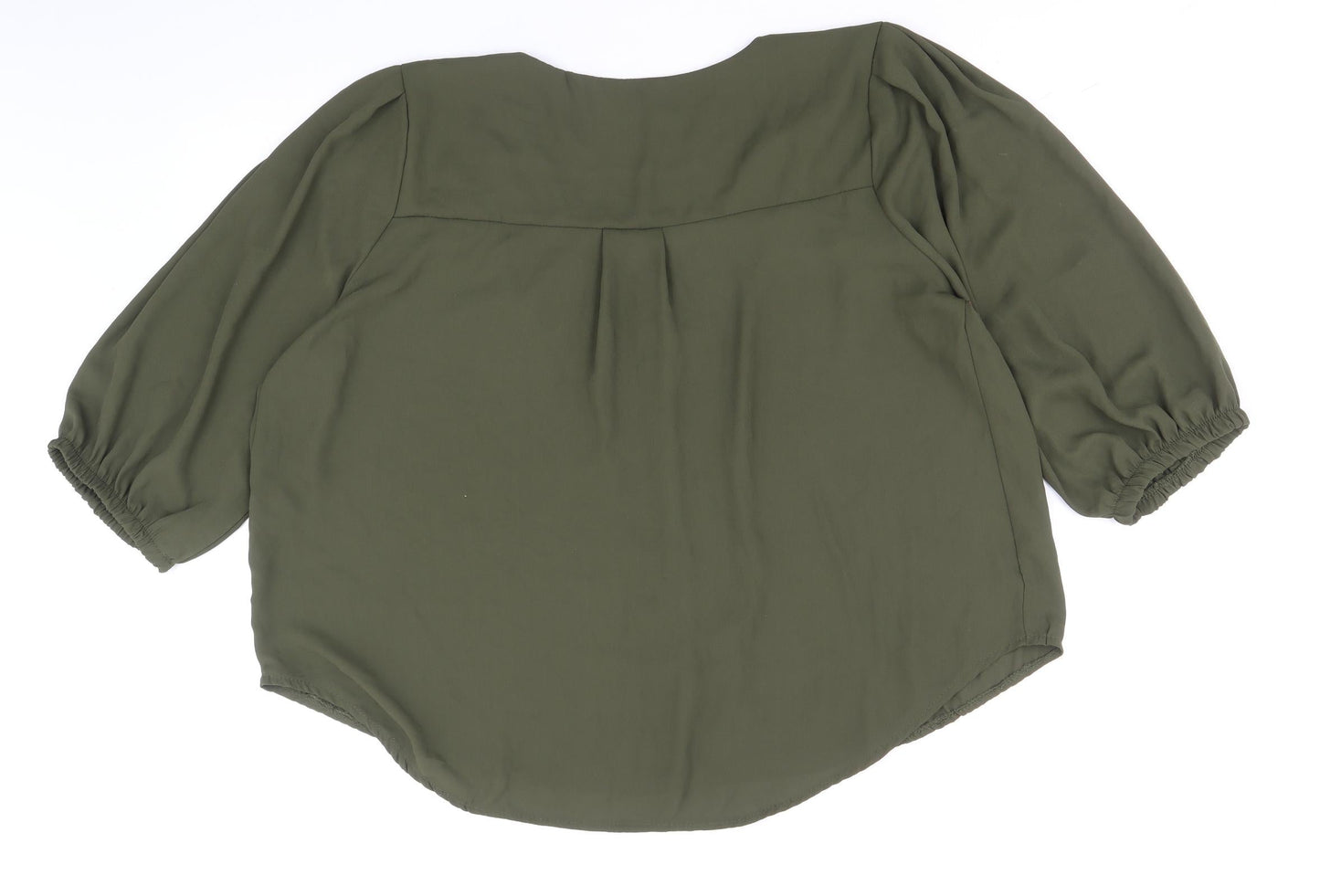 Boohoo Womens Green Polyester Basic Button-Up Size 14 V-Neck