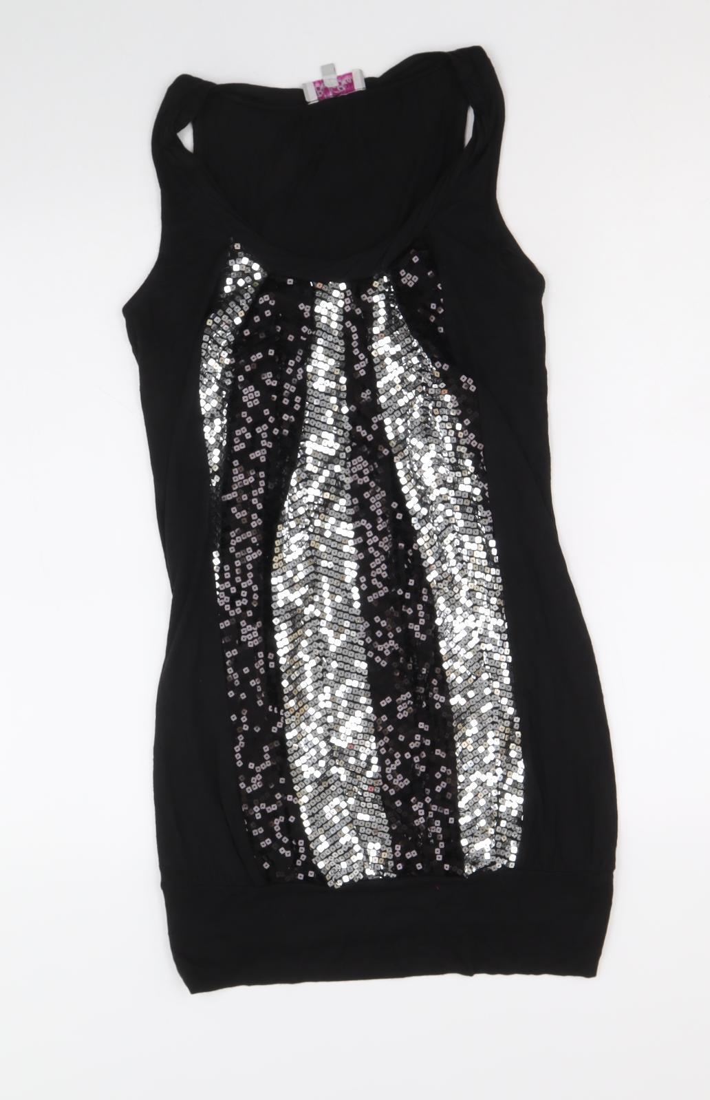 Be Beau Womens Black Viscose A-Line Size 10 Scoop Neck Pullover