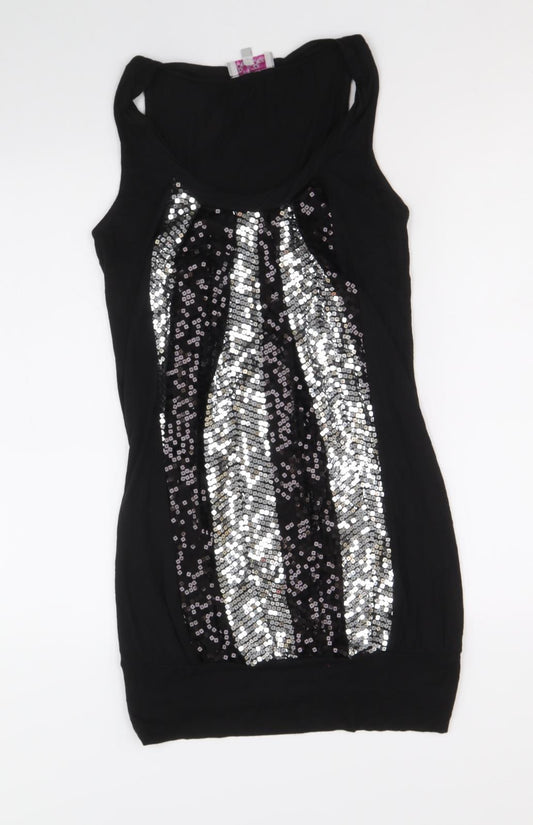 Be Beau Womens Black Viscose A-Line Size 10 Scoop Neck Pullover