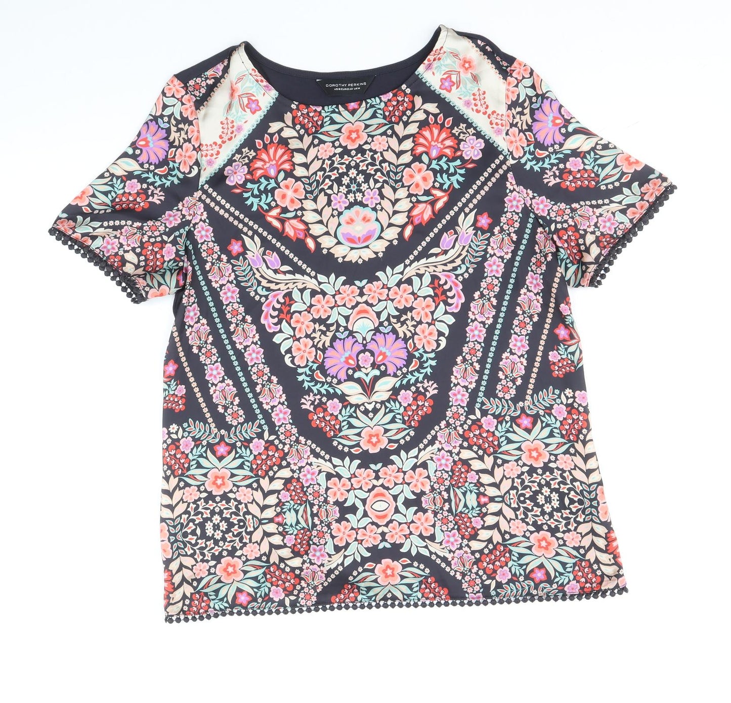 Womens UK Size 14 Dorothy Perkins Multicoloured Basic Blouse