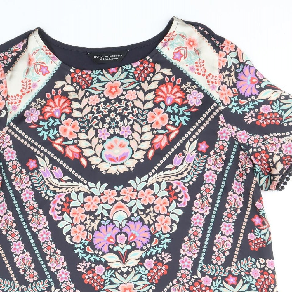 Womens UK Size 14 Dorothy Perkins Multicoloured Basic Blouse