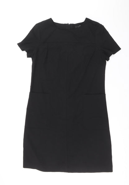 NEXT Womens Black Polyester A-Line Size 12 Round Neck Zip