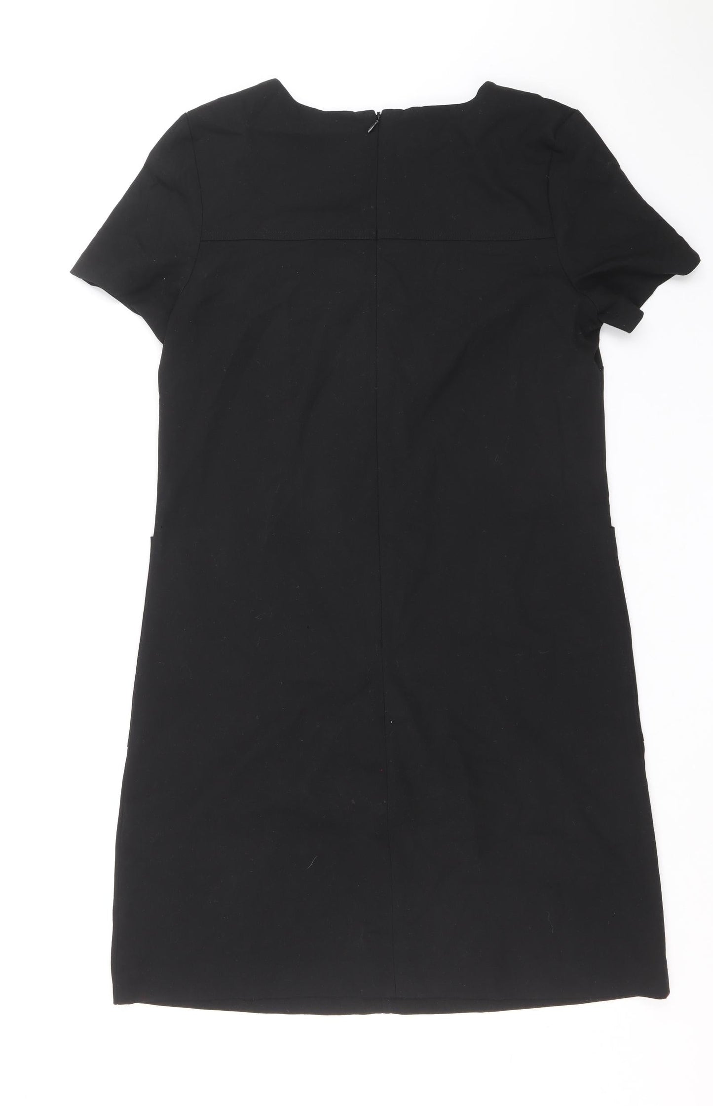 NEXT Womens Black Polyester A-Line Size 12 Round Neck Zip