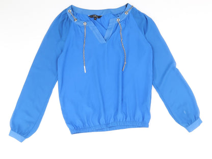 Womens UK Size 8 Debenhams Blue Basic Blouse