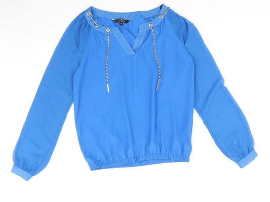Womens UK Size 8 Debenhams Blue Basic Blouse
