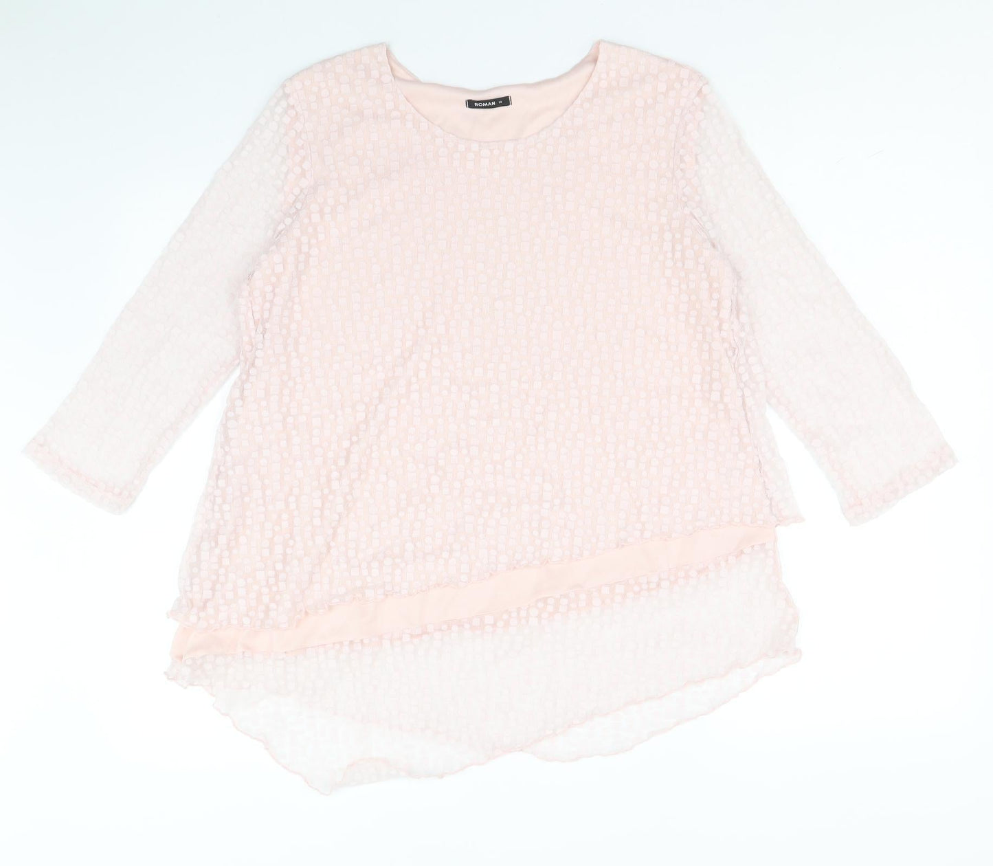 Womens UK Size 12 Roman Pink Basic Blouse