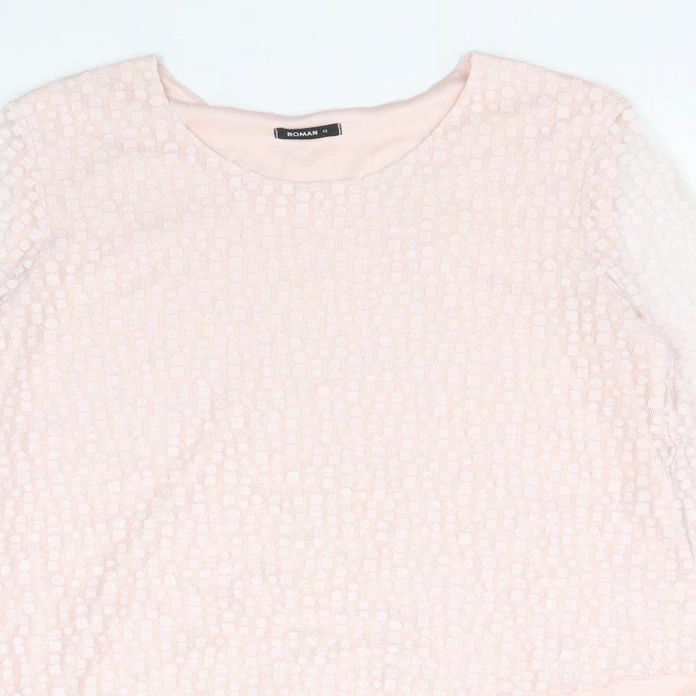 Womens UK Size 12 Roman Pink Basic Blouse