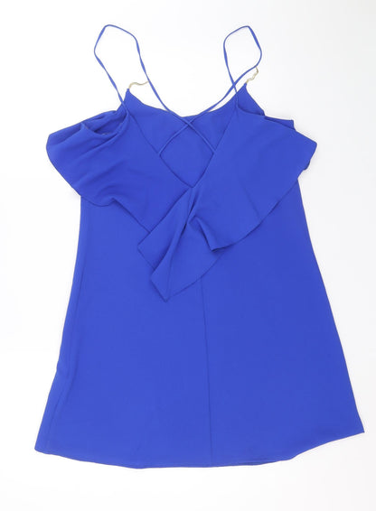 Atmosphere Womens Blue Polyester A-Line Size 8 Round Neck Pullover