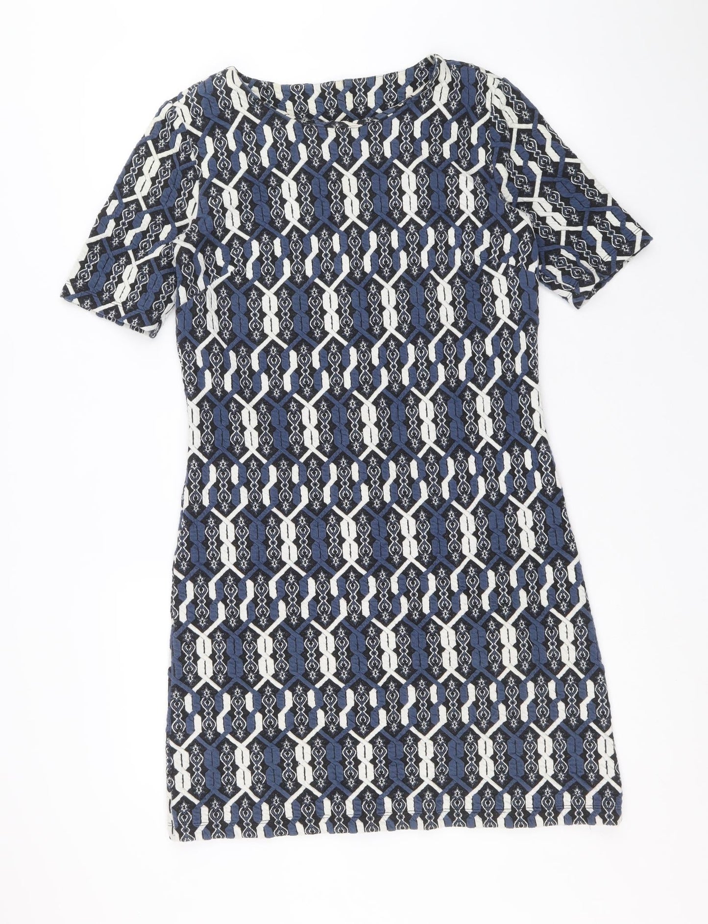 TU Womens Multicoloured Geometric Polyester A-Line Size 10 Round Neck Pullover