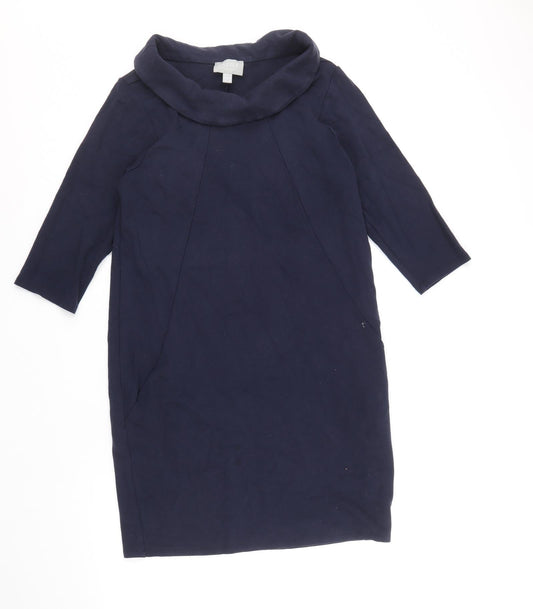 PURE Collection Womens Blue Viscose A-Line Size 14 Roll Neck Pullover