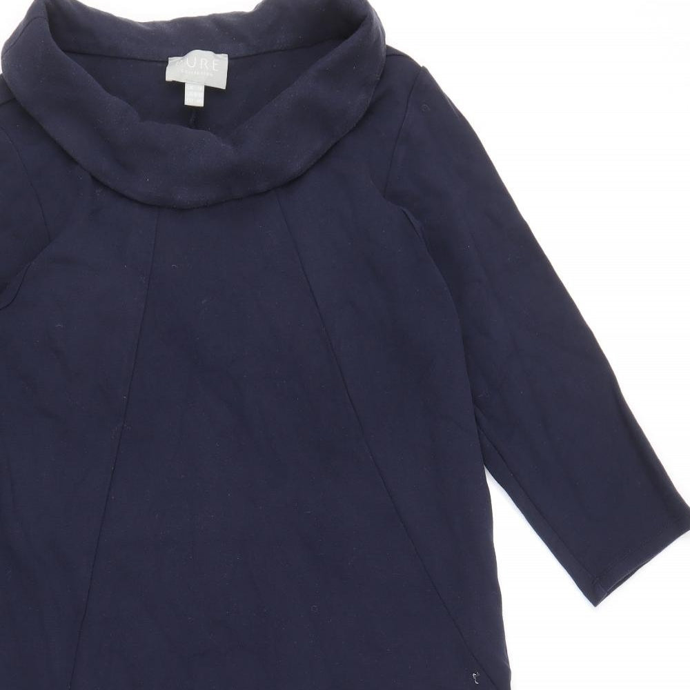 PURE Collection Womens Blue Viscose A-Line Size 14 Roll Neck Pullover