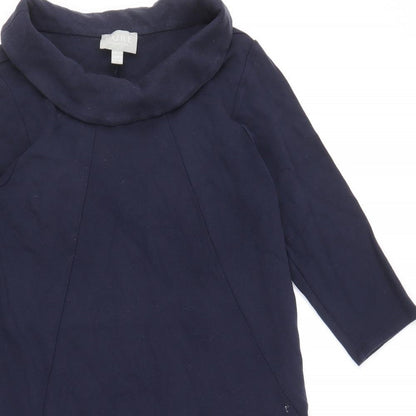 PURE Collection Womens Blue Viscose A-Line Size 14 Roll Neck Pullover
