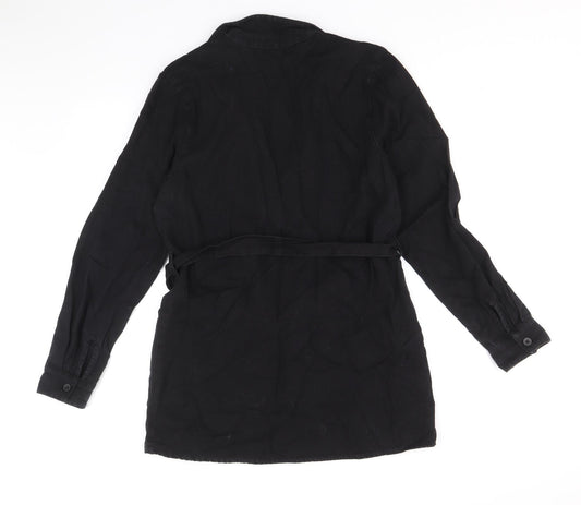 TU Womens Black Cotton A-Line Size 8 V-Neck Pullover