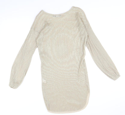 PRETTYLITTLETHING Womens Gold Polyester A-Line Size 6 Round Neck Pullover