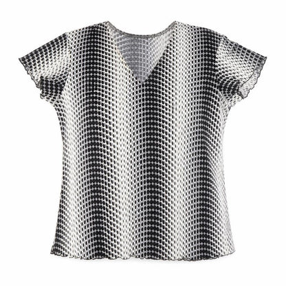 Feline Womens Black Geometric Polyester Basic T-Shirt Size M V-Neck