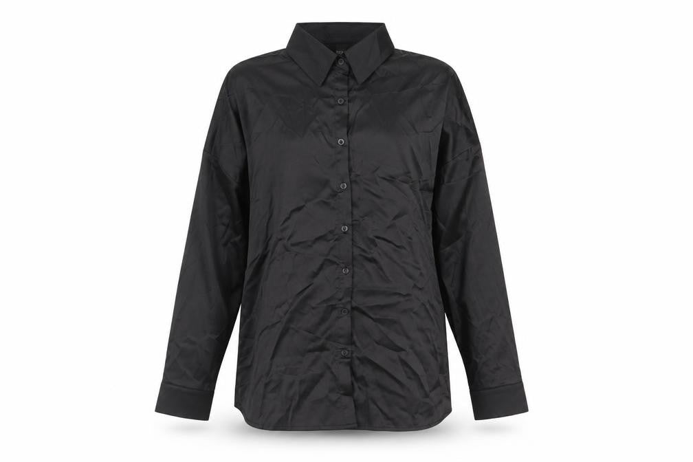 Womens UK Size L SheIn Black Basic Button-Up