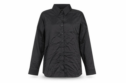 Womens UK Size L SheIn Black Basic Button-Up
