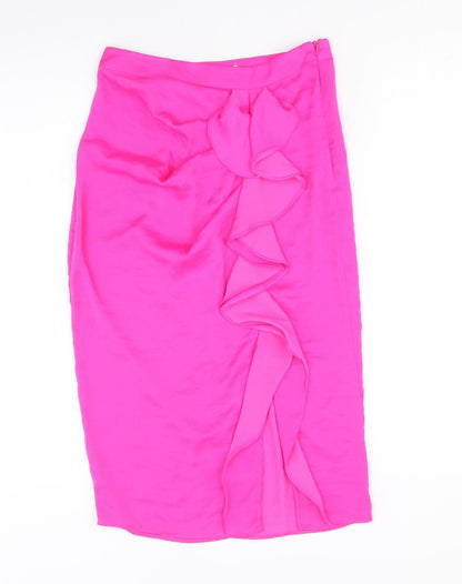 Miss Selfridge Womens Pink Polyester Straight & Pencil Skirt Size 6 Zip