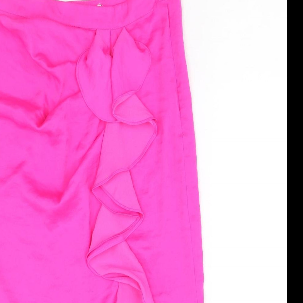 Miss Selfridge Womens Pink Polyester Straight & Pencil Skirt Size 6 Zip