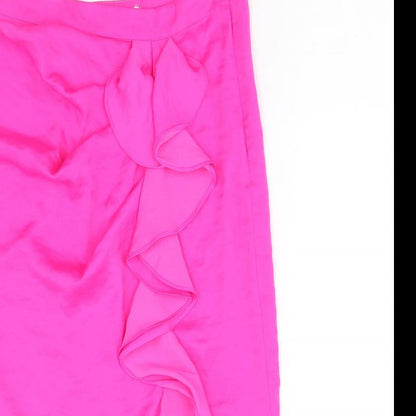 Miss Selfridge Womens Pink Polyester Straight & Pencil Skirt Size 6 Zip