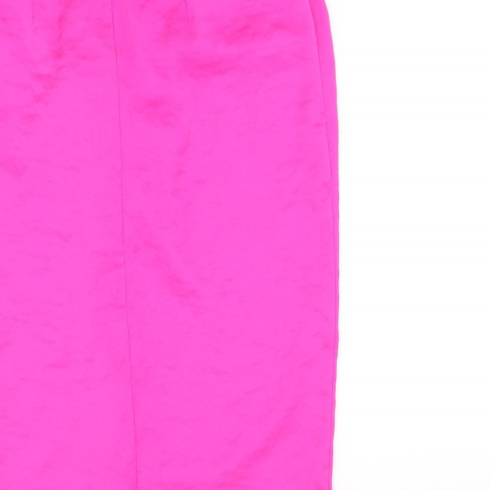 Miss Selfridge Womens Pink Polyester Straight & Pencil Skirt Size 6 Zip