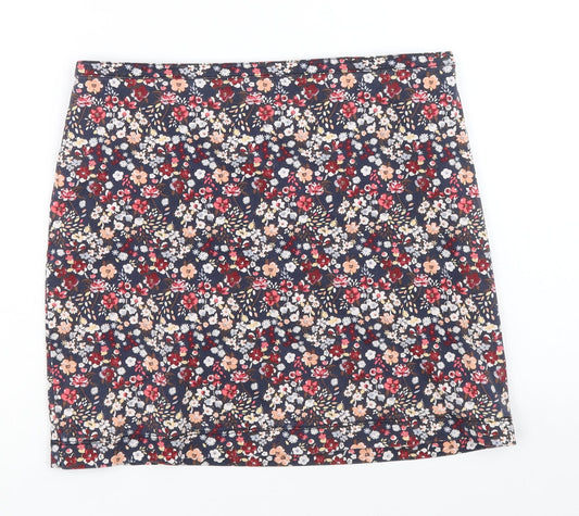 Hollister Womens Multicoloured Floral Cotton Bandage Skirt Size M Zip