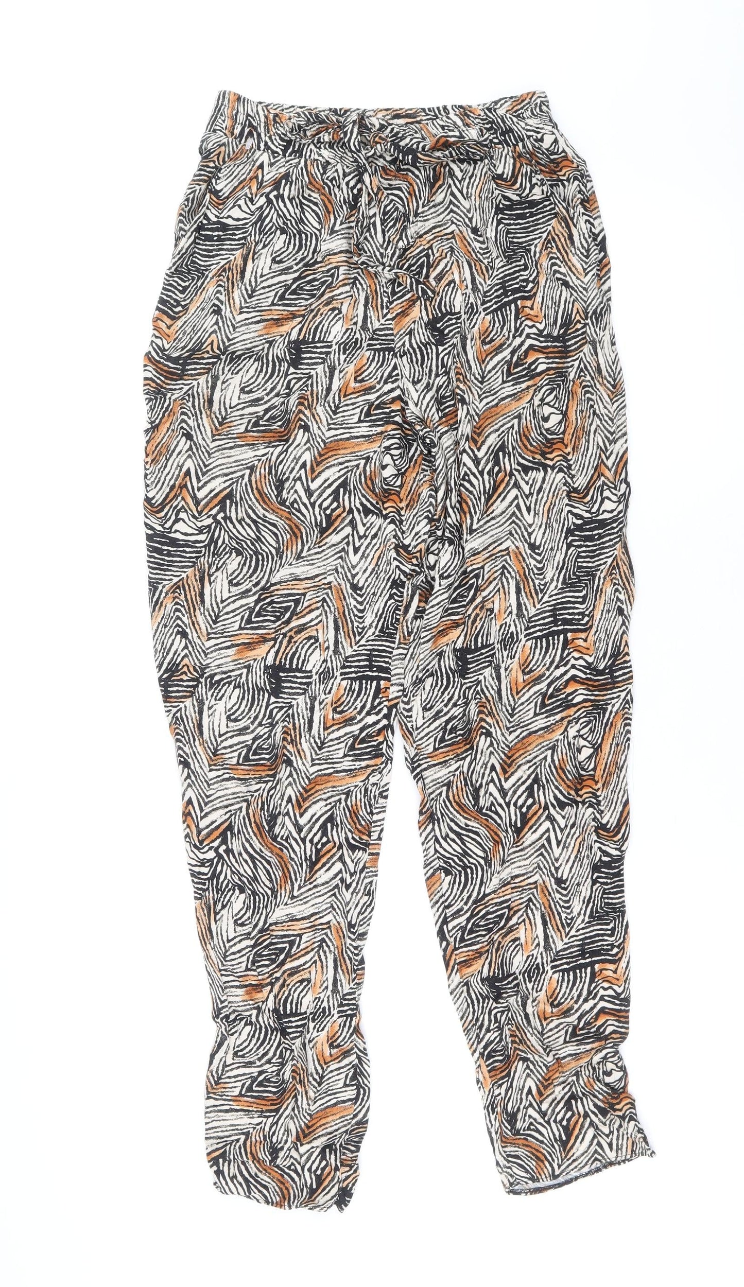 George Womens Multicoloured Geometric Viscose Harem Trousers Size 8 Regular Drawstring