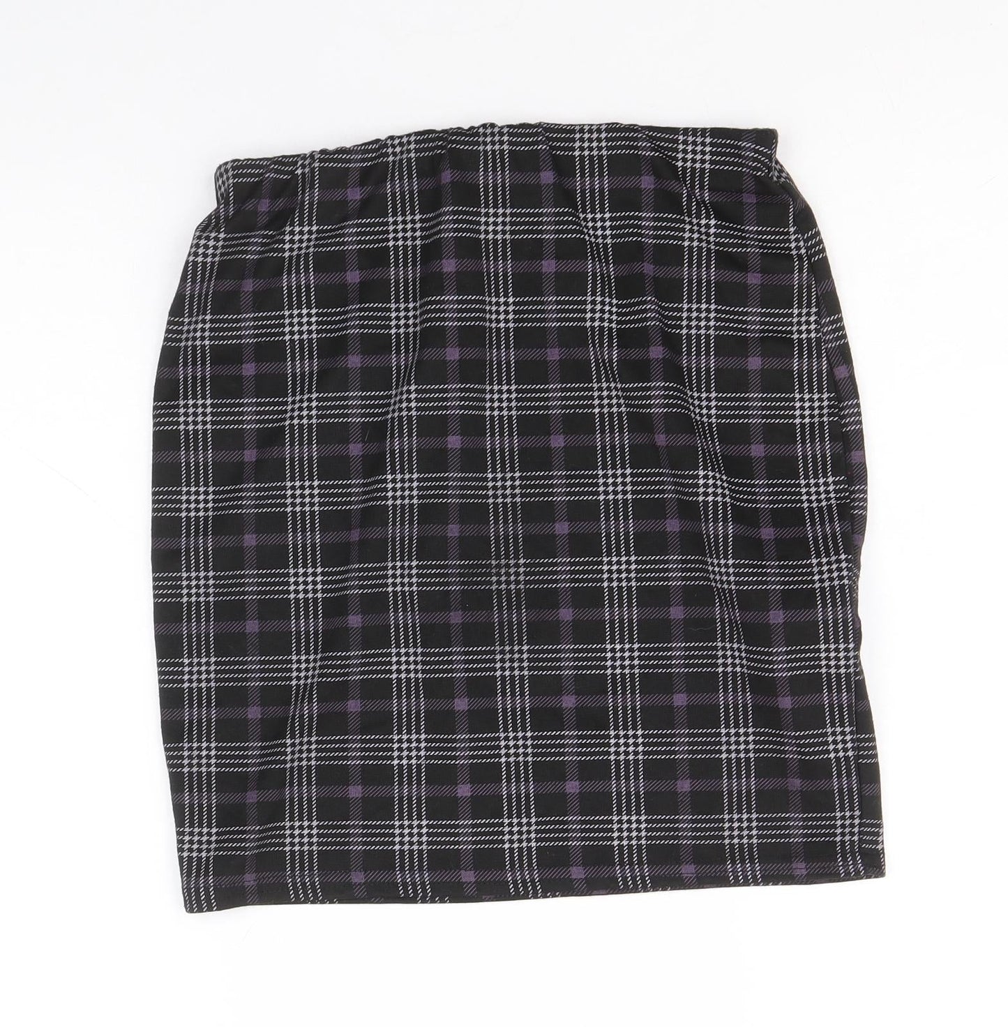 New Look Womens Black Plaid Polyester Straight & Pencil Skirt Size 10