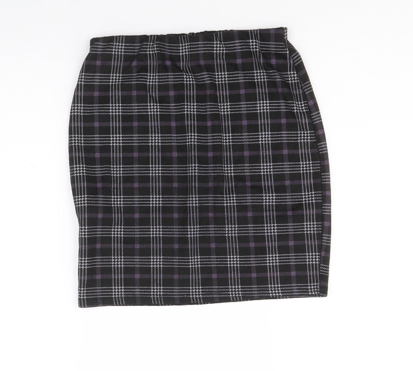 New Look Womens Black Plaid Polyester Straight & Pencil Skirt Size 10
