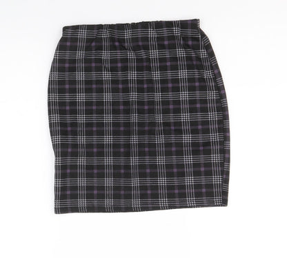 New Look Womens Black Plaid Polyester Straight & Pencil Skirt Size 10