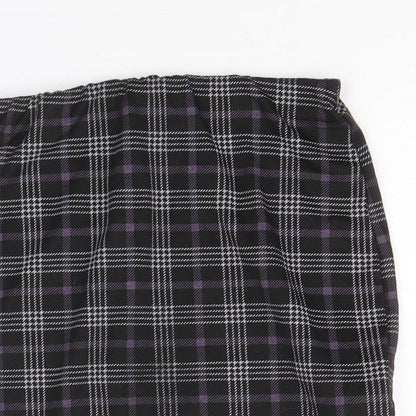 New Look Womens Black Plaid Polyester Straight & Pencil Skirt Size 10