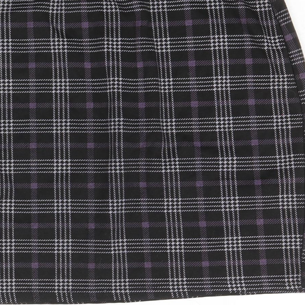 New Look Womens Black Plaid Polyester Straight & Pencil Skirt Size 10