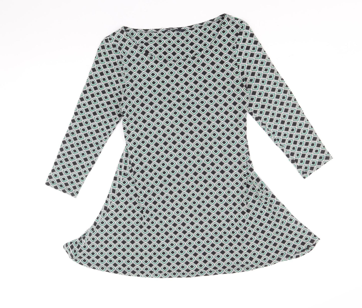 Marks and Spencer Womens Multicoloured Geometric Viscose A-Line Size 8 Round Neck Pullover
